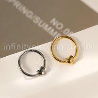 Piercing Argola Titânio Coração Frontal Liso