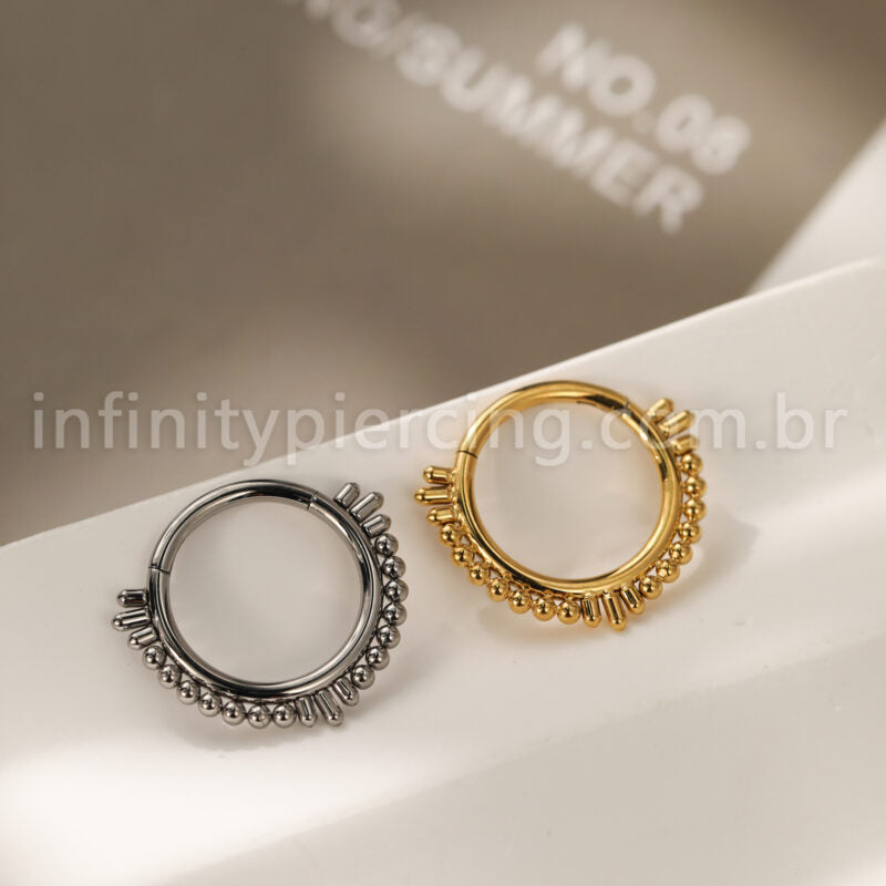 Piercing Argola Titânio Segmento Articulado Bolinhas