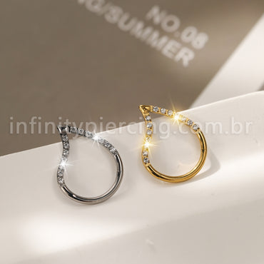 Piercing Argola Gota Titânio Segmento Articulado Zircônia Cravejada