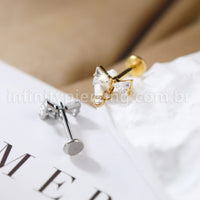 Piercing Labret Titânio Laço Zircônia Cravejada