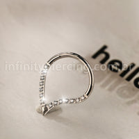 Piercing Argola Gota Titânio Segmento Articulado Zircônia Cravejada
