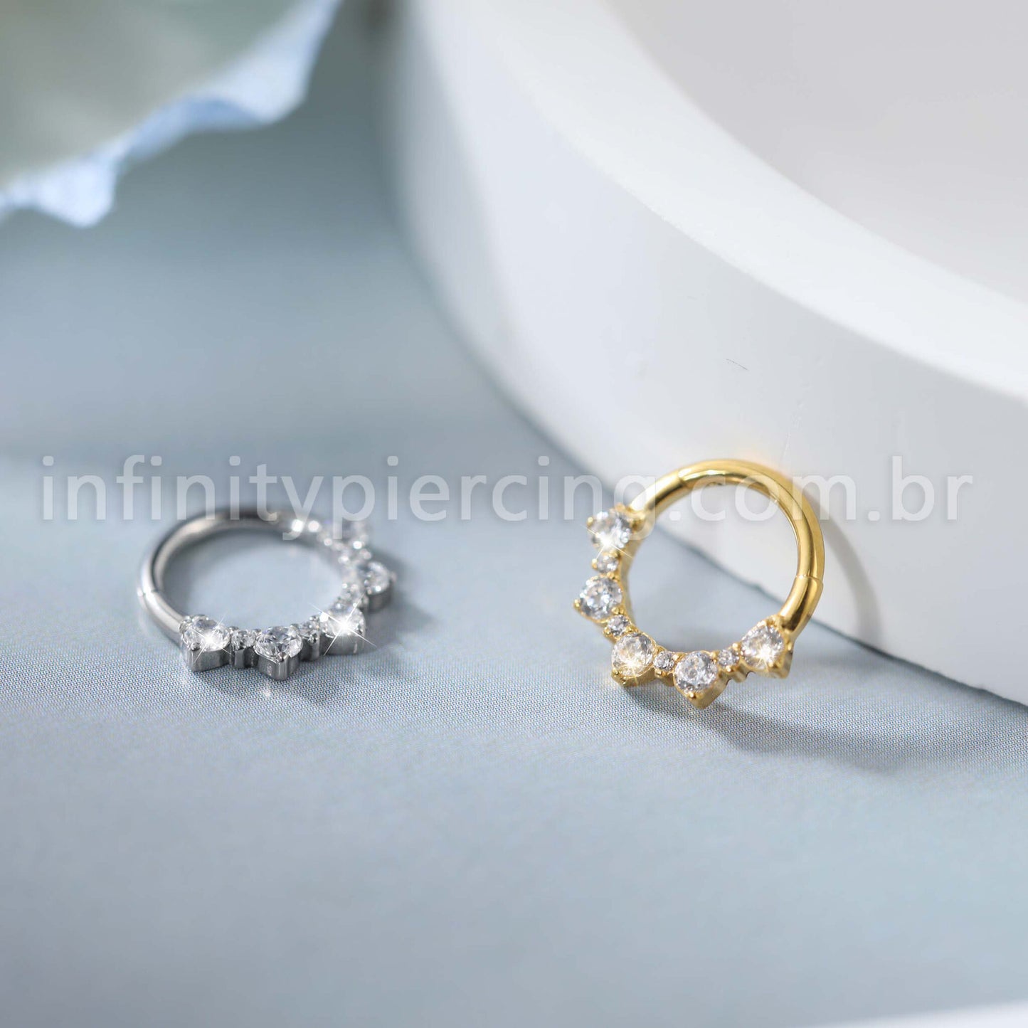 Piercing Argola Aço Cirúrgico Detalhe Zircônia