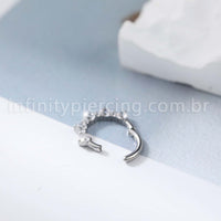 Piercing Argola Aço Cirúrgico Detalhe Zircônia
