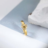 Piercing Argola Titânio Umbigo Coração Cravejado