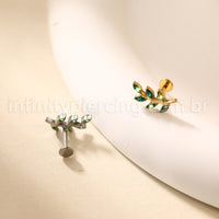 Piercing Labret Titânio Galho Zircônia