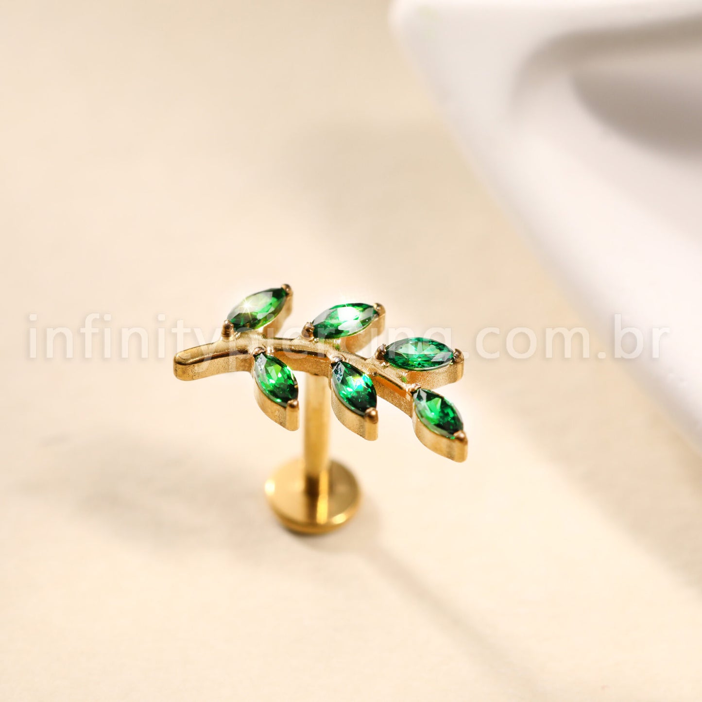 Piercing Labret Titânio Galho Zircônia