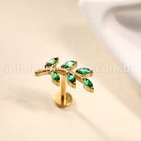 Piercing Labret Titânio Galho Zircônia