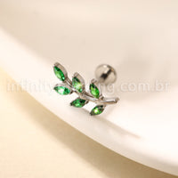 Piercing Labret Titânio Galho Zircônia