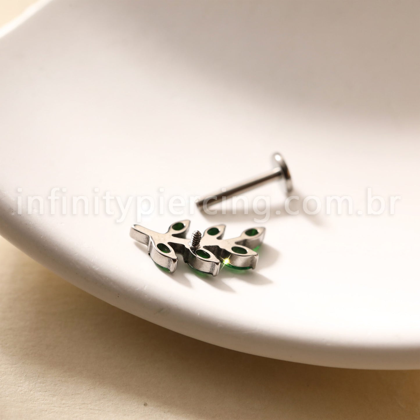 Piercing Labret Titânio Galho Zircônia