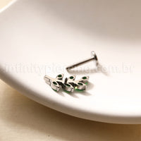 Piercing Labret Titânio Galho Zircônia