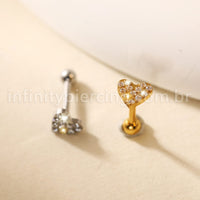Piercing Minibarbell Aço Cirúrgico Coração Zircônia