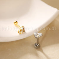 Piercing Minibarbell Aço Cirúrgico Coração Zircônia
