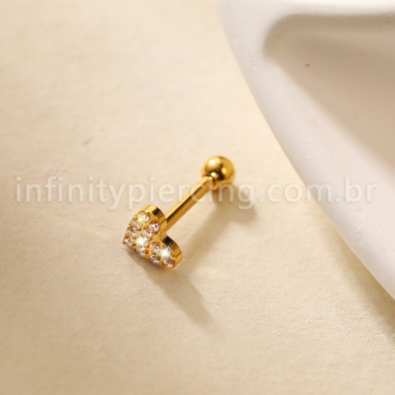 Piercing Minibarbell Aço Cirúrgico Coração Zircônia