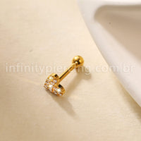 Piercing Minibarbell Aço Cirúrgico Coração Zircônia