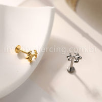 Piercing Labret Titânio Flor De Liz