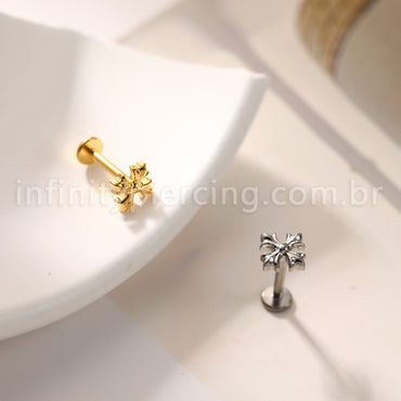 Piercing Labret Titânio Flor 4 Pontas