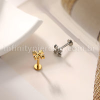 Piercing Labret Titânio Flor 4 Pontas