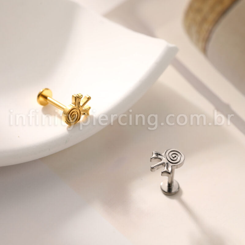 Piercing Labret Titânio Pirulito