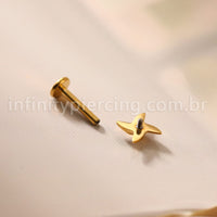 Piercing Labret Titânio Flor 4 Pontas