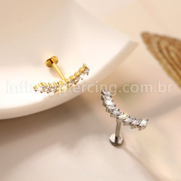 Piercing Labret Titânio Cluster Zircônia Cravejada