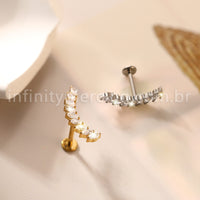 Piercing Labret Titânio Cluster Zircônia Cravejada
