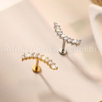 Piercing Labret Titânio Cluster Zircônia Cravejada