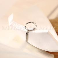 Piercing Argola Titânio Zircônia Frontal Com Pingente Barra