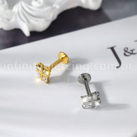 Piercing Labret Titânio Caixinha De Presente Zircônia Cravejada