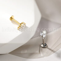Piercing Labret Titânio Zircônia Quadrada