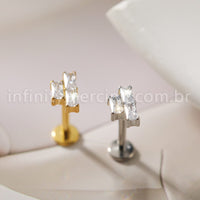 Piercing Labret Titânio Zircônia Quadrada