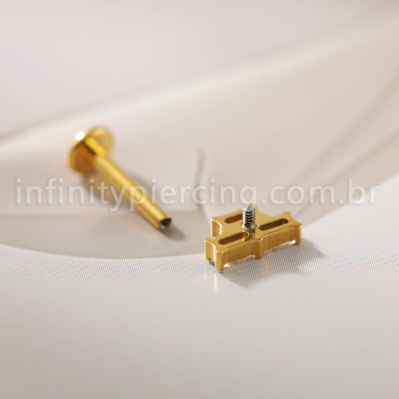 Piercing Labret Titânio Zircônia Quadrada