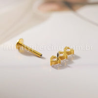 Piercing Labret Titânio 3 Corações