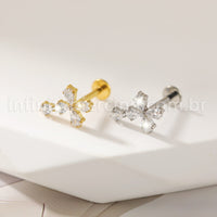 Piercing Labret Titânio Cruz Zircônia Cravejada