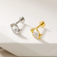 Piercing Labret Titânio Peixe Zircônia Cravejada