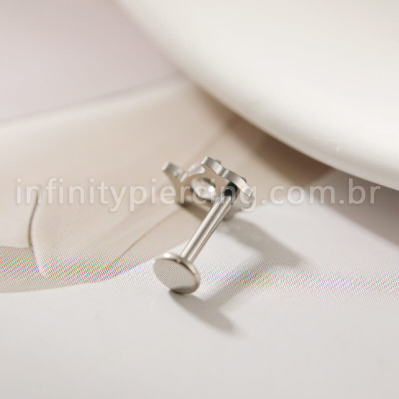 Piercing Labret Titânio Peixe Zircônia Cravejada
