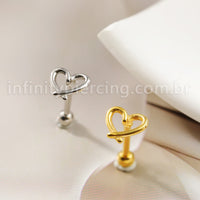 Piercing Minibarbell Aço Cirúrgico Coração Liso