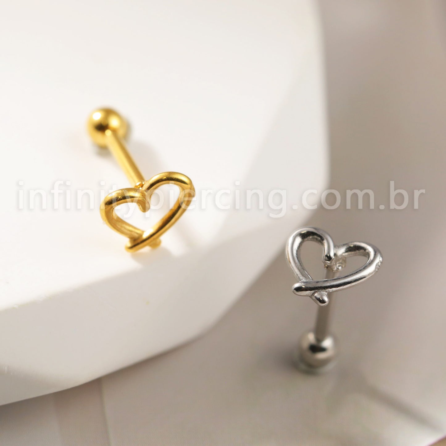 Piercing Minibarbell Aço Cirúrgico Coração Liso