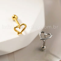 Piercing Minibarbell Aço Cirúrgico Coração Liso