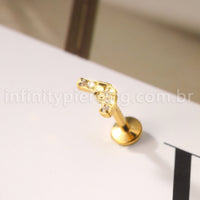 Piercing Labret Titânio Arma Zircônia Cravejada