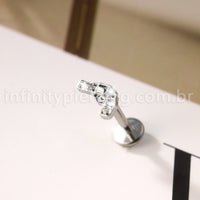 Piercing Labret Titânio Arma Zircônia Cravejada