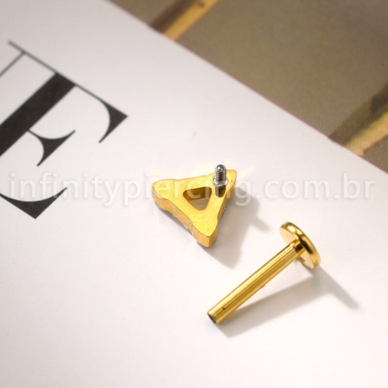 Piercing Labret Titânio Triângulo Zircônia Cravejada