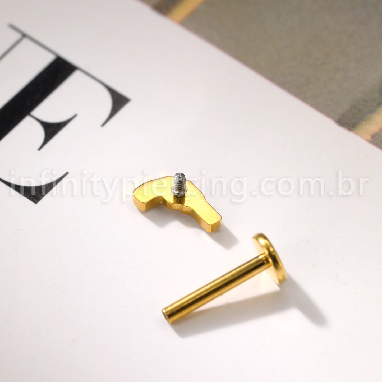 Piercing Labret Titânio Arma Zircônia Cravejada