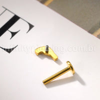 Piercing Labret Titânio Arma Zircônia Cravejada