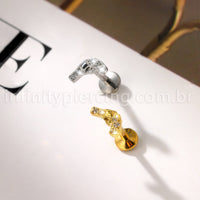 Piercing Labret Titânio Arma Zircônia Cravejada