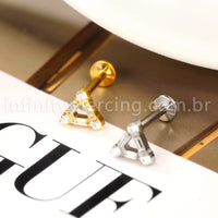 Piercing Labret Titânio Triângulo Zircônia Cravejada