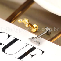 Piercing Labret Titânio Arma Zircônia Cravejada