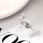 Piercing Labret Titânio Cluster Zircônia Cravejada