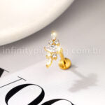 Piercing Labret Titânio Cluster Zircônia Cravejada