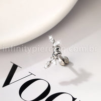 Piercing Labret Titânio Cluster Zircônia Cravejada