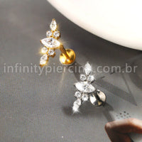 Piercing Labret Titânio Cluster Zircônia Cravejada